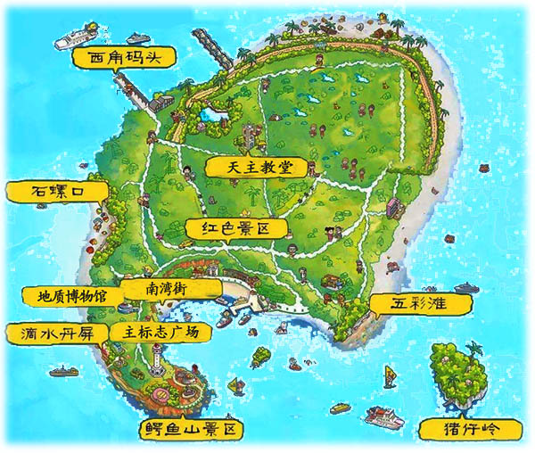 潿洲島景點(diǎn)分布圖,廣西北海旅行社,